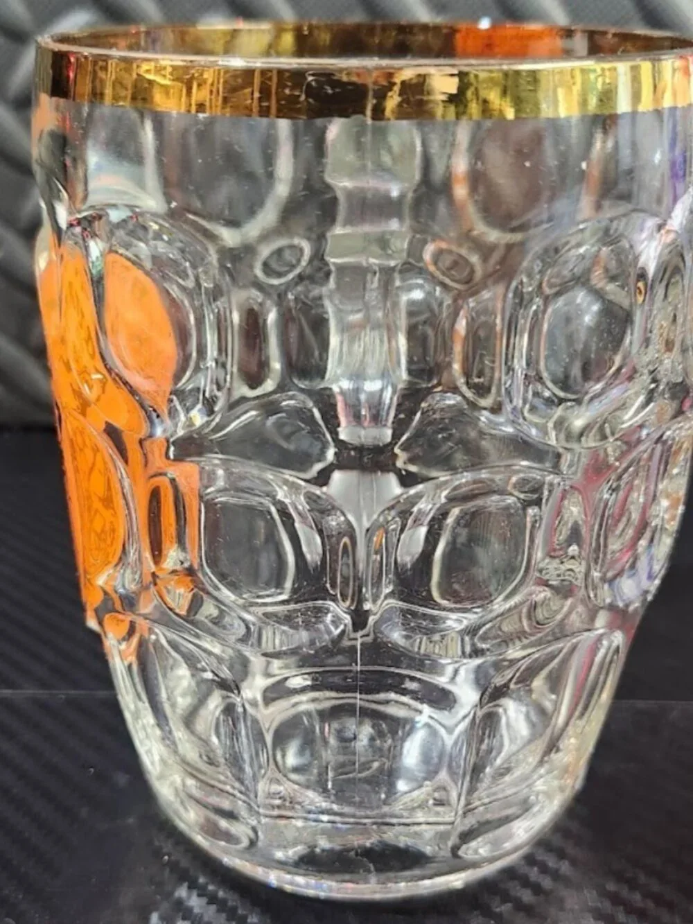 Vintage Ravenhead Glass Gold Trim Bermuda Souvenir Half Pint Stein Mug